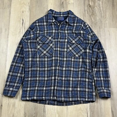 Vintage Pendleton Wool Shirt 70s 80s Loop Collar Pearl Snap Outdoors Large - Image 1 of 4
