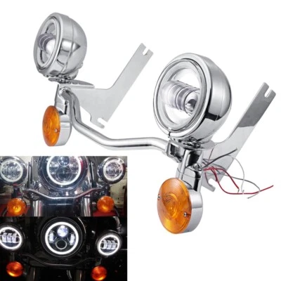 LED Driving Passing Fog Light Mount Bar For Harley  Road King Police 2010-2014 - Image 1 of 4