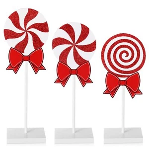 3 Pcs Christmas Table Decorations Wood Candy Set Tiered Tray Decor Winter Red... - Picture 1 of 7
