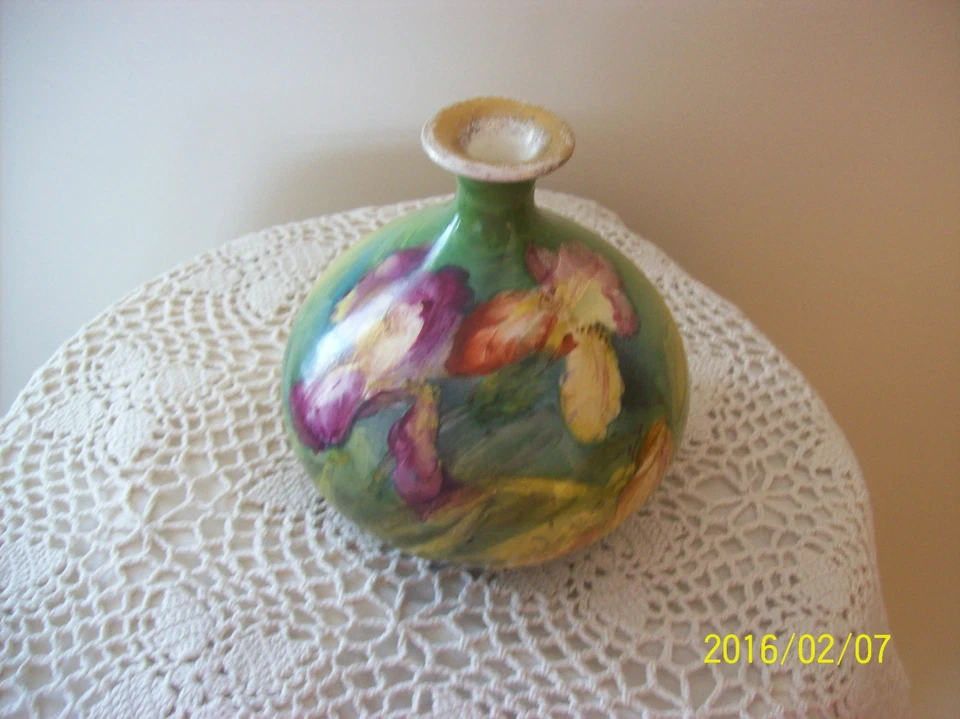 Jarrón antiguo Royal Bonn Franz Anton Mehlem barro iris fábrica 1888-1920 Foto 1 de 4