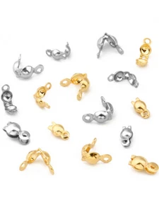 100pcs Stainless Steel End Crimps Bead Tips for Jewelry Making Ball Chain diy - Picture 1 of 3