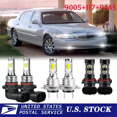适用于 Lincoln Town 汽车 2003 - 2011 6x LED 车头灯高低光束雾灯灯泡套件 — 第 1/4 张图片