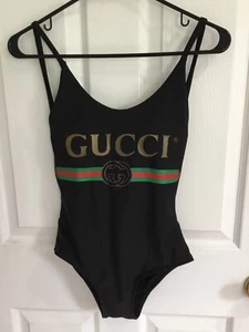 Gucci black front logo & print One Piece Swimsuit - SIZE SMALL - Picture 1 of 8