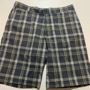 Slazenger Gray Plaid 95% Polyester Performance Golf Shorts Mint Waist 36 EUC - Picture 1 of 7