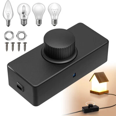 Inline LED Dimmer Switch Built-in Rotary ON/OFF And Knob Dimmer Control 3-100W - Image 1 of 4
