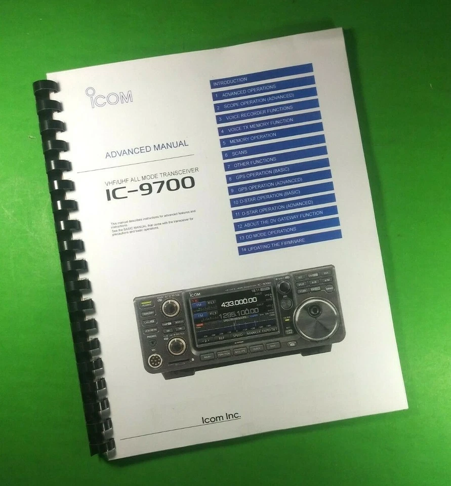 Owners Manual for ICOM IC-9700 Transceiver 197 Pages W/Clear Covers! - Image 1 of 1