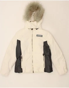 COLMAR Womens Hooded Padded Jacket IT 48 XL White Colourblock TX12 - Picture 1 of 3