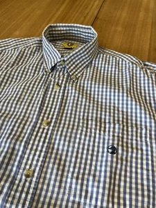 Duck Head Men's Short Sleeve Button-Down Blue Plaid Size Large Gingham Check - Picture 1 of 7