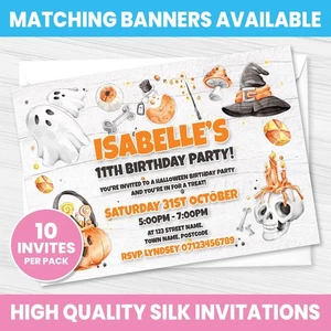 PERSONALISED HALLOWEEN BIRTHDAY PARTY INVITATIONS BIRTHDAY HALLOWEEN INVITES - Picture 1 of 4
