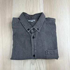 COS Mens Gray Denim Regular Long Sleeve Casual Button Down Shirt Size Large - Picture 1 of 11