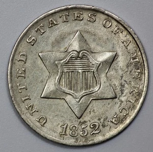 1852 3CS Uncirculated Three Cent Silver - Picture 1 of 3