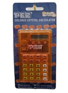 Vtg Pez Colored Crystal 3.5" Calculator Orange w/ Yellow, White & Orange Button - Picture 1 of 3