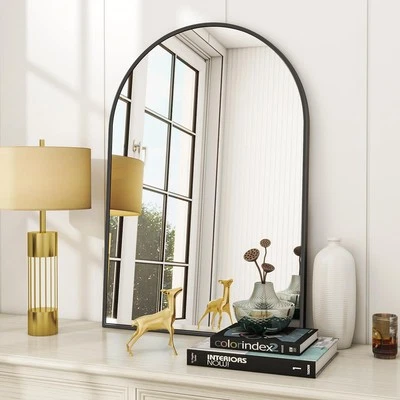 Arched Wall Mirror 24X36 inch Bathroom Mounted Vanity with Metal Frame Modern - Image 1 of 4