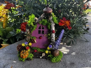 Autumn fairy door, miniature garden, wooden fairy door, fairy furniture - Picture 1 of 5