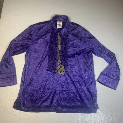 Camisa Disfraz de Proxeneta Rubíes con Cadenas Doradas Falsas Talla Grande Púrpura Foto 1 de 4