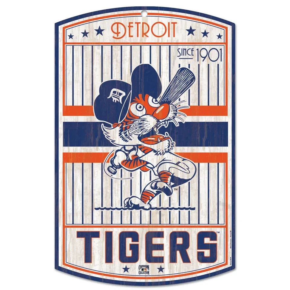 DETROIT TIGERS 11" X 17"CLASSIC RETRO LOOK HARD WOOD SIGN FROM WINCRAFT - Image 1 of 1