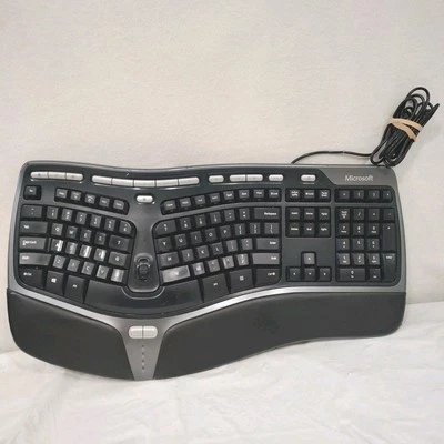 Microsoft Ergonomic Wave Keyboard 4000 v1.0 Model 1048 KU-0462 Black USB Tested - Image 1 of 4