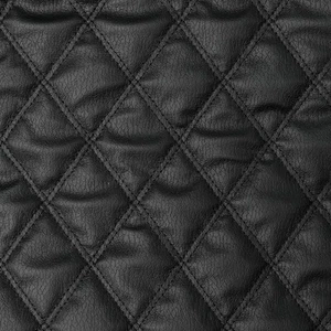 BLACK Stitched Quilted Leather Fabric Vinyl Car Interior Boat Upholstery UK 54" - Picture 1 of 6