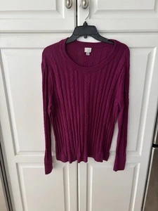 A New Day Women’s Size XL Fine Gauge Round Neck Cable Magenta Sweater. - Picture 1 of 8