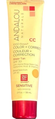 Andalou Naturals 1000 Rosas Cc Color + Bronceado Transparente Correcto FPS 30 2 OZ Foto 1 de 2