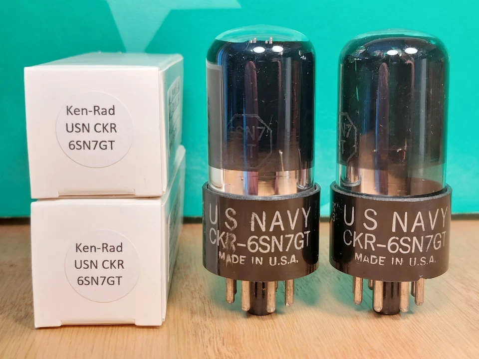 Pair of Ken-Rad USN CKR 6SN7GT VT-231 1943 Black Glass Tubes #1 - 7% matched - Image 1 of 4