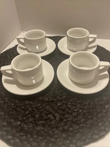 Set 4 tazzine + piattini ACF Italy 3 oz bianco espresso demitasse impilabili - Foto 1 di 8