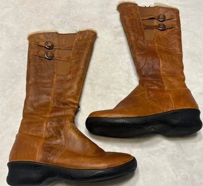 KEEN Womens Boots Size 8.5 Brown Bern Baby Tall Riding Leather Boots Zipper Zip - Image 1 of 4