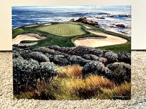 Pebble Beach CC No. 7 Watercolor Ceramic  8” x 10” Painting - William Mangum - Picture 1 of 7