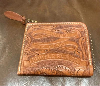 RRL RALPH LAUREN Cuero Redondo Cremallera Estuche Monedero Cartera Marrón Sin Usar Raro Foto 1 de 4