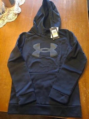 Sudadera con capucha polar Under Armour Big Logo para niño NEGRA YTH MD NUEVA Foto 1 de 4
