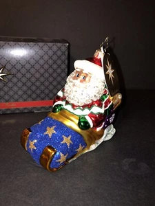 Christopher Radko Alpenschlitten-A-Way mundgeblasenes Glas Ornament Weihnachten Santa - Bild 1 von 17