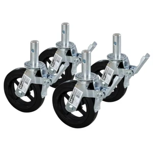 Scaffolding Caster Wheels Heavy Duty 8 Inch Safety Dual Lock Brake Durable 4 Pk - Picture 1 of 5