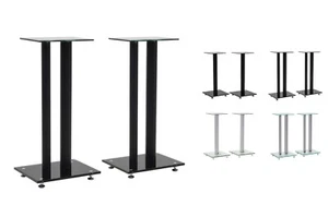 Lautsprecherständer Boxenständer Boxen Ständer Stativ Podest Glas Schwarz Silber - Bild 1 von 24