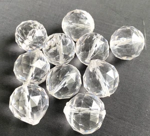 10 Vintage Mid Century Modern .81" Oval Faceted Surface Lucite Beads - Picture 1 of 4