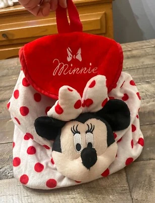 Minnie Mouse Plush Miniature Backpack White & Red Polka Dots Disney Grupo Ruz - Image 1 of 4