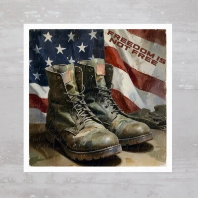 Freedom Is Not Free painel de tecido militar bandeira dos EUA artesanato costura colcha bloco A758 - Imagem 1 de 4