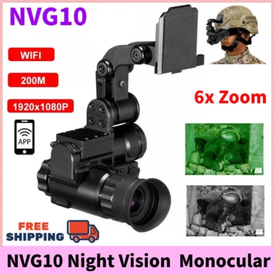 NVG10 Night Vision Goggles Monocular IP66 6x Zoom For Helmet Hunting Observation - Image 1 of 4