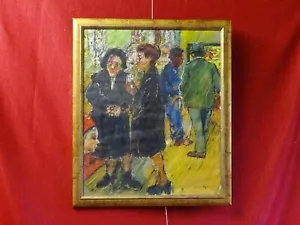 David Azuz Ladies Paris street signed wall decor original framed oil painting - Picture 1 of 6