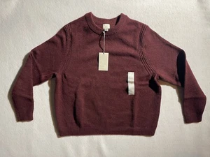 A New Day Burgundy Red Sweater Textured Crewneck Long Sleeve Crop-LARGE - Picture 1 of 6