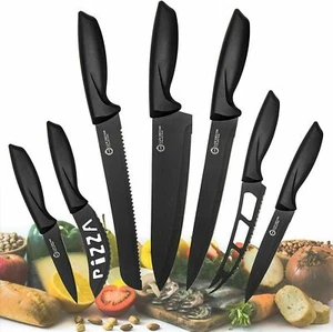 Knives Set Stainless Steel 7 Piece Cutlery Pizza Professional Kitchen Chef Knife - Picture 1 of 10