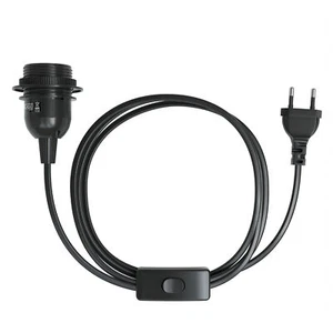 E27 Lampenfassung mit Kabel 3,5m Schalter Stecker Stromkabel Fassung Schwarz - Bild 1 von 7