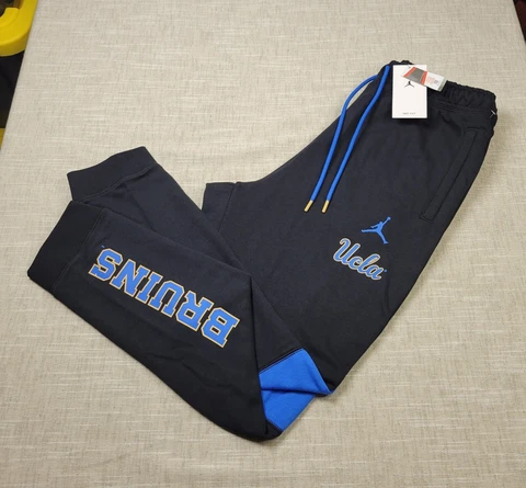 NIKE Air Jordan Jogger Pants Mens UCLA Bruins Tapered Black Blue Gold Large Cover