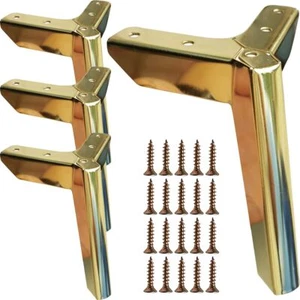 4PCS 4" Gold Metal Furniture Legs Modern Style Replacement Feet for Sofa Cabinet - Picture 1 of 8