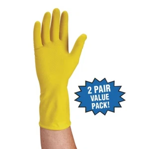 2 Pair of Latex Cleaning Gloves Kitchen Wash Dishes Dishwashing House S/M Size - Picture 1 of 4