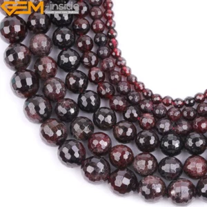 Facettierte Natürliche Echte Granat Edelstein Lose Perlen Für Schmuck Herstellung Strang 15 Zoll - Bild 1 von 39