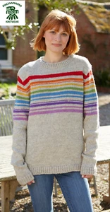 Pachamama handgestrickter Pullover aus 100 % Wolle - Hexham, Haferflocken - Brandneu mit Etikett - Bild 1 von 7