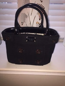 Kate Spade Quinn Beantown Black Wool Satchel Handbag - Picture 1 of 11