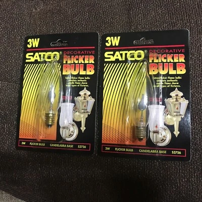 2-pack Satco S3756 3W Decorative Flicker Flame Bulbs For Candleabra Type Lamps - Image 1 of 2