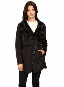 Jessica Simpson 166541 Womens Faux Shearling Moto Jacket Solid Black Size XL - Picture 1 of 4