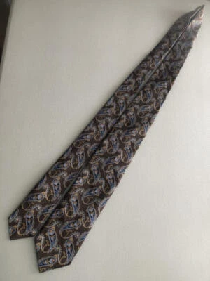 J. Z. RICHARDS  NWOT Brown Blue Gold Paisley Silk  60 x 3¼ - Image 1 of 4